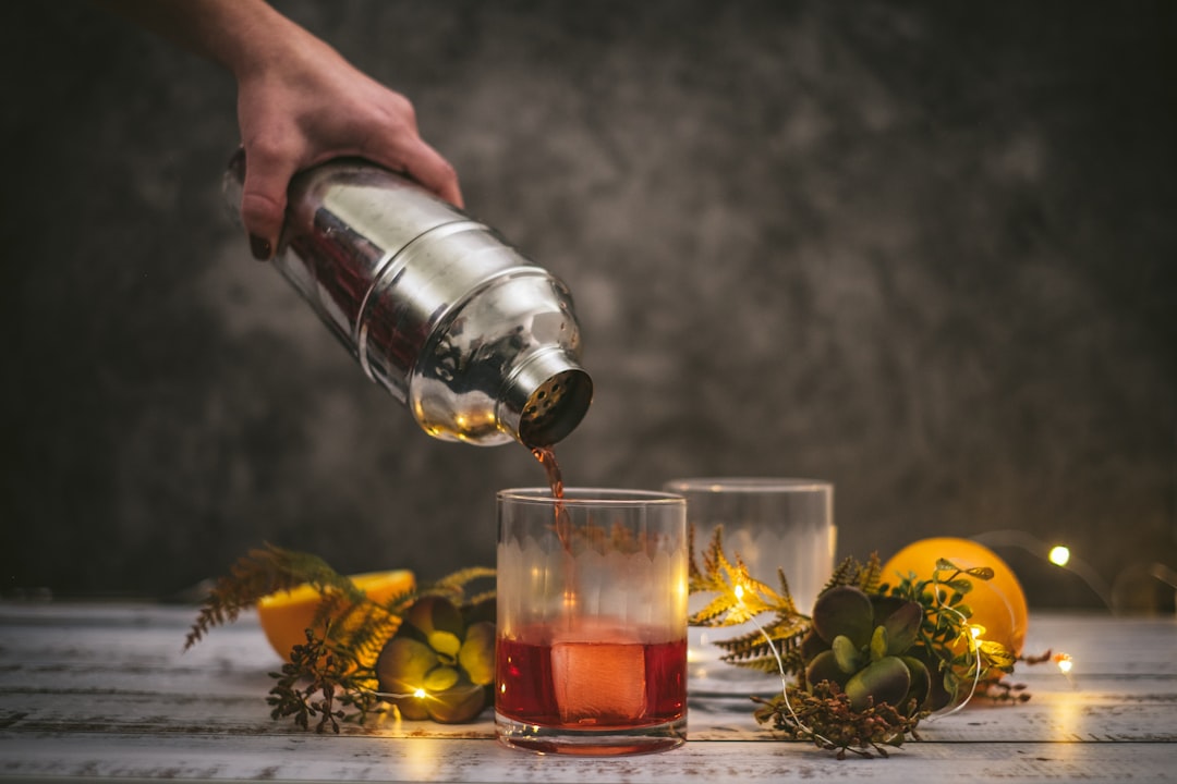 Cocktail shaker with Negroni cocktail